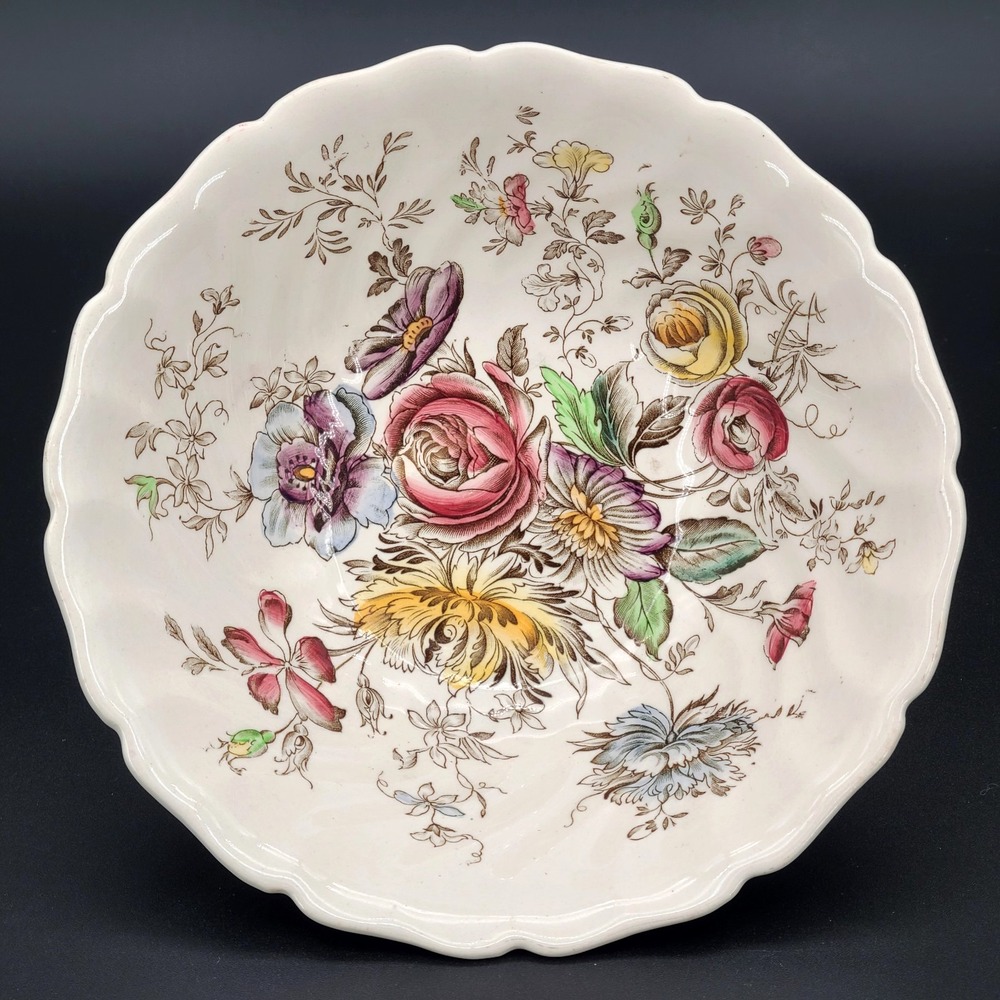 **Johnson Brothers Sheraton 8" Round Vegetable Serving Bowl Floral England**